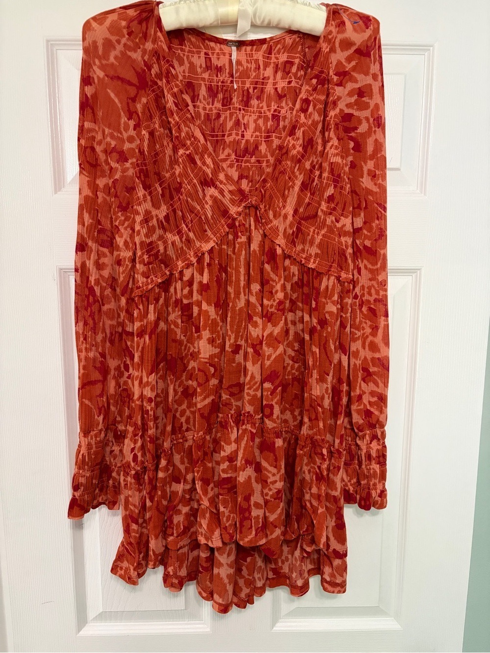 Free People Dark Romantic Tunic in Merlot Combo Blouse Top Beachy BoHo Festival